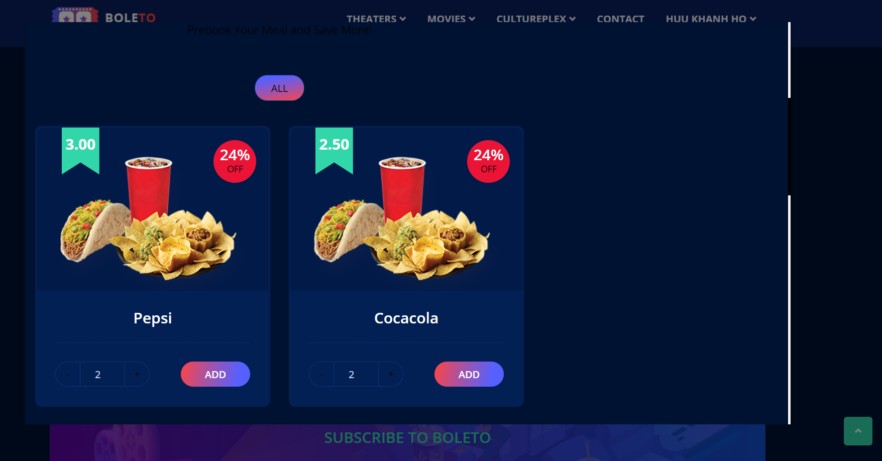 The add food display