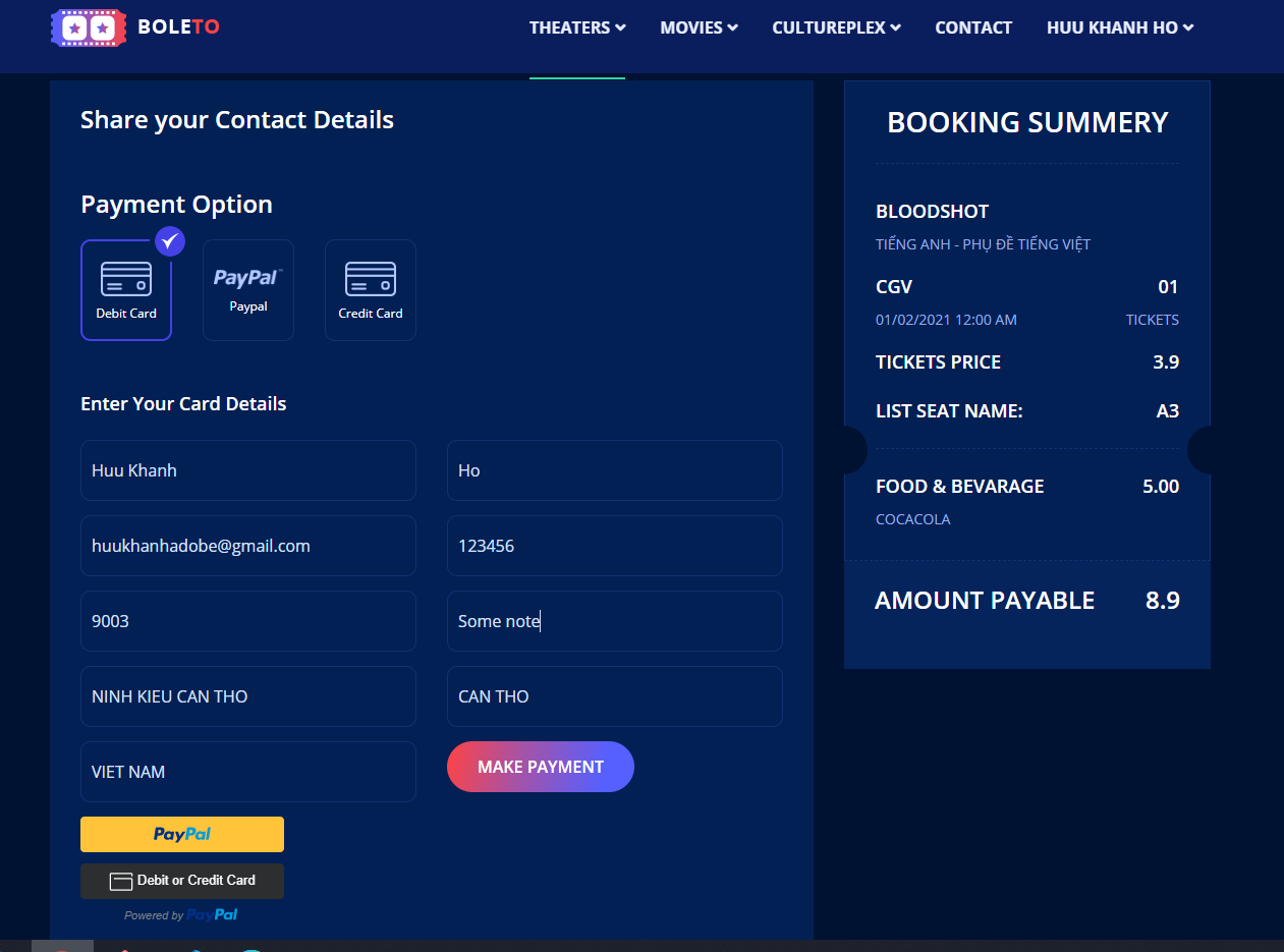 The enter information display