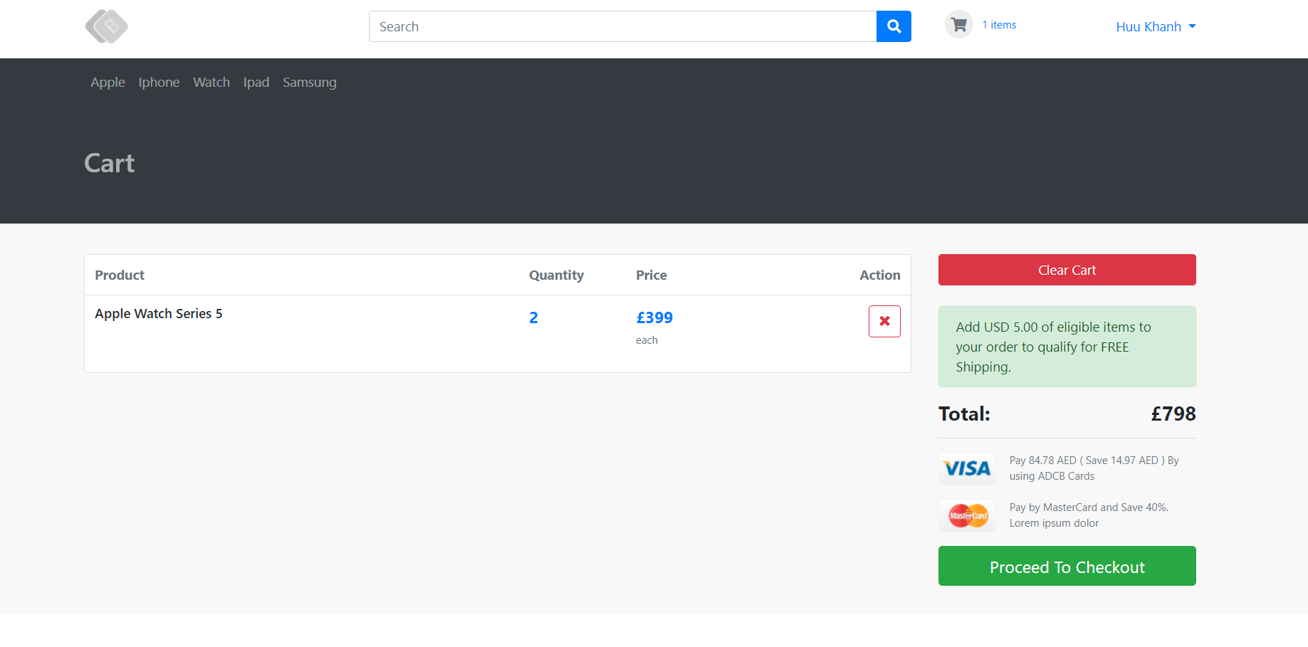 The info order display