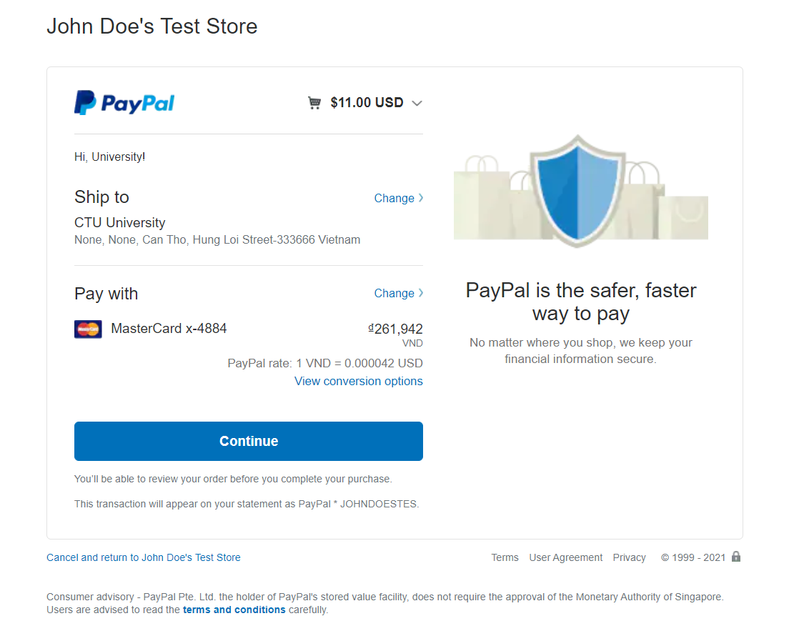 PayPal detail