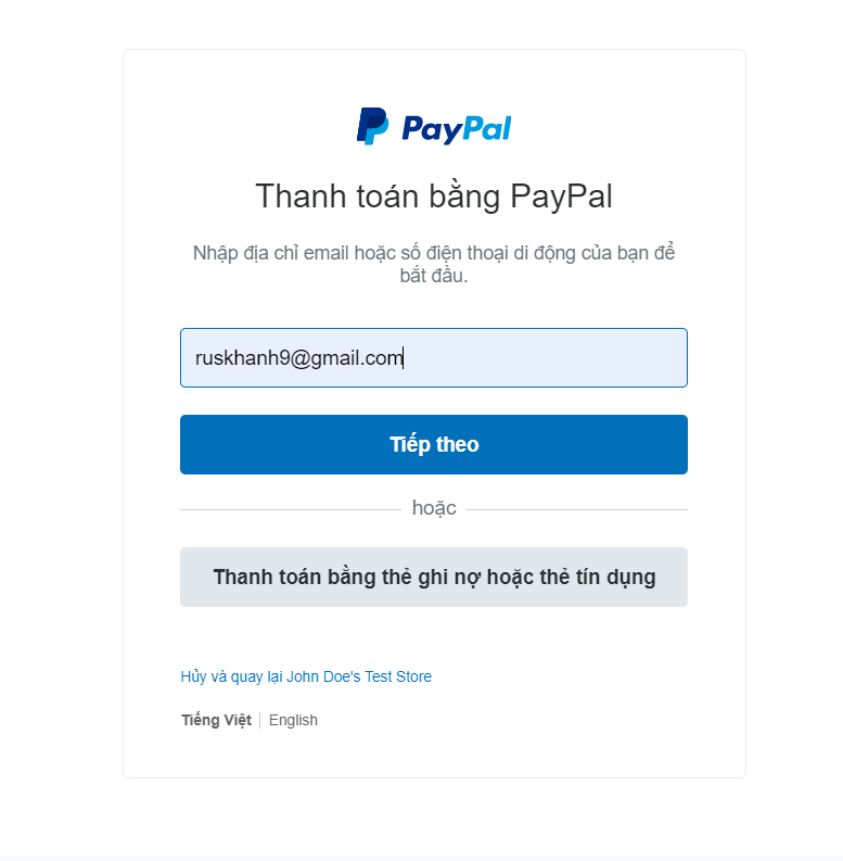 PayPal order login